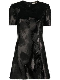 Saint Laurent платье с короткими рукавами и пайетками