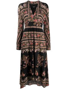 Etro платье с цветочным принтом и длинными рукавами
