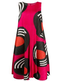 Pleats Please Issey Miyake плиссированное платье миди с абстрактным принтом