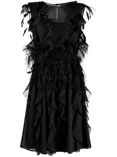 Alberta Ferretti платье-трапеция с перьями