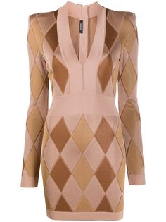 Balmain платье мини с узором аргайл