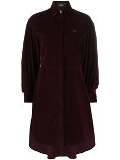Etro вельветовое платье-рубашка