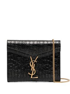 Saint Laurent кошелек с монограммой и тиснением под крокодила