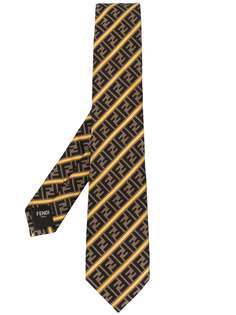 Fendi галстук в диагональную полоску с узором FF