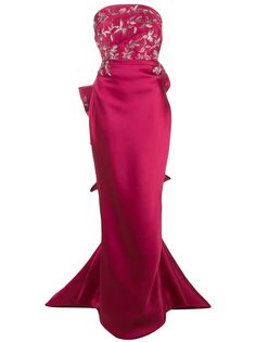 Marchesa платье без бретелей с вышивкой