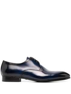 Santoni глянцевые туфли на шнуровке