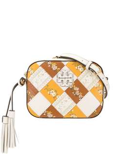 Tory Burch каркасная сумка с плетением и цветочным принтом
