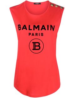 Balmain топ без рукавов с логотипом на груди