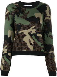 Moschino трикотажный джемпер с камуфляжным узором
