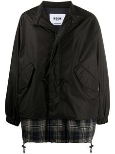 MSGM куртка на молнии с клетчатой вставкой