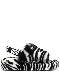 UGG меховые сандалии с зебровым принтом