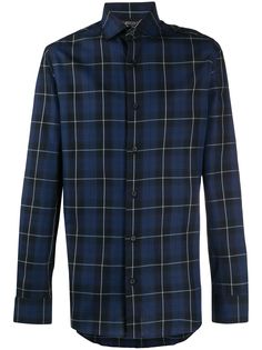 Z Zegna клетчатая рубашка с длинными рукавами