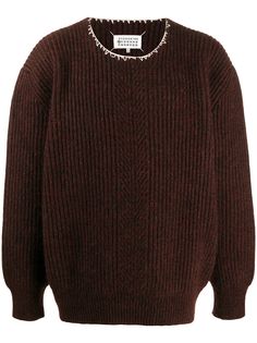 Maison Margiela джемпер в рубчик с декоративной строчкой
