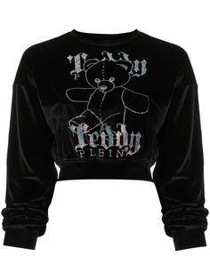 Philipp Plein укороченная толстовка с принтом и монограммой