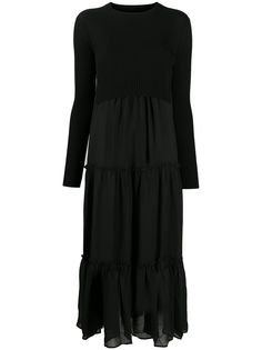 AllSaints платье миди с длинными рукавами и складками
