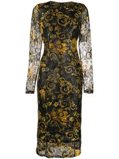 Versace Jeans Couture платье миди с длинными рукавами и принтом