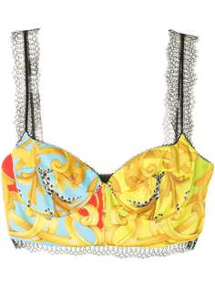 Versace топ с кружевной отделкой и узором