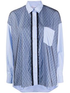 RedValentino полосатая рубашка с сетчатым слоем