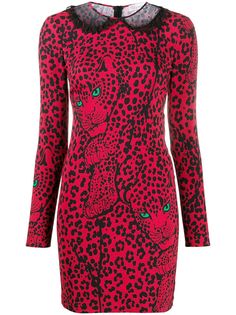 RedValentino приталенное платье с леопардовым узором