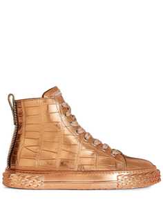 Giuseppe Zanotti высокие кроссовки с тиснением под крокодила