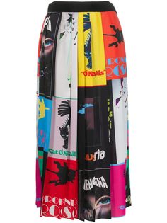 MSGM плиссированная юбка с графичным принтом