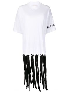 Palm Angels FRINGED OVER TEE WHITE BLACK
