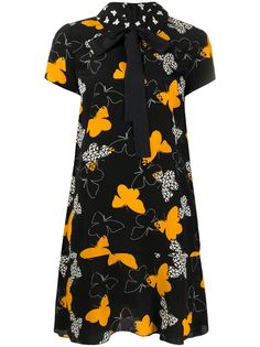 RedValentino платье-трапеция с бантом и принтом