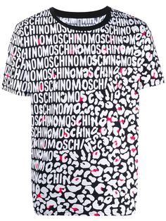 Moschino футболка с леопардовым принтом и логотипом