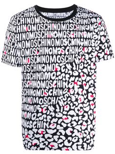 Moschino футболка с леопардовым принтом и логотипом