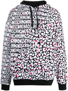 Moschino худи с леопардовым принтом и логотипом