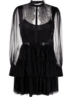Alberta Ferretti ярусное платье с прозрачными вставками