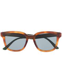Gucci Eyewear солнцезащитные очки в прямоугольной оправе с отделкой Web