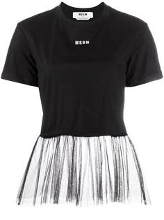 MSGM футболка с подолом из тюля и логотипом