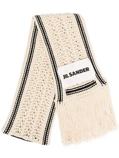 Jil Sander вязаный шарф с нашивкой-логотипом