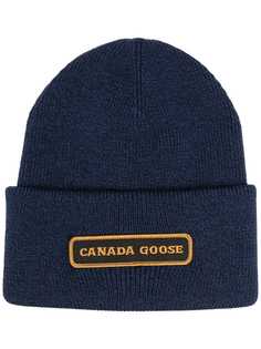 Canada Goose шапка бини с нашивкой-логотипом