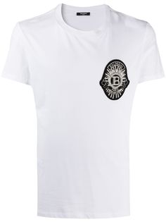 Balmain футболка с логотипом из бисера