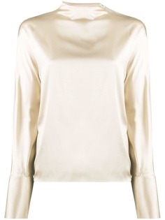 Helmut Lang атласная блузка с воротником-стойкой