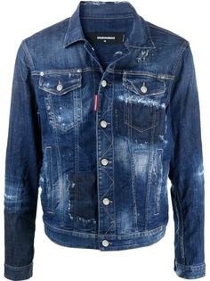 Dsquared2 джинсовая куртка с эффектом потертости и надписью