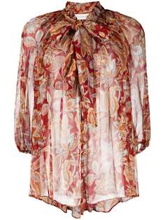 Zimmermann блузка с завязками и цветочным принтом