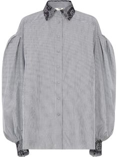 Fendi полосатая рубашка с кружевной отделкой