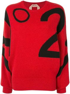 Nº21 свитер с логотипом вязки Intarsia