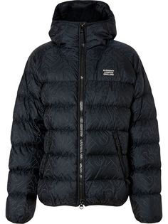 Burberry пуховик с капюшоном и логотипом