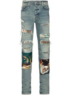 AMIRI джинсы скинни со вставками и эффектом потертости