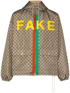 Gucci пуховик с принтом Fake/Not