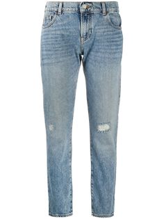 Emporio Armani укороченные джинсы с эффектом потертости