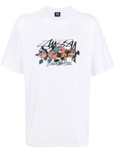 Stussy футболка с цветочным принтом и логотипом