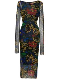 Versace Jeans Couture прозрачное платье миди с узором