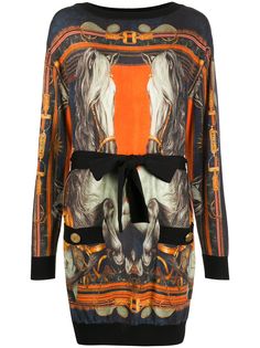 Balmain платье с поясом и принтом