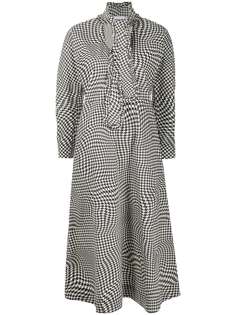 GANNI houndstooth-print mid-length dress