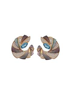 Ananya "серьги Mogra из желтого золота с топазами, бриллиантами и перламутром"